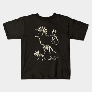 Dinosaur Fossils in Black Kids T-Shirt